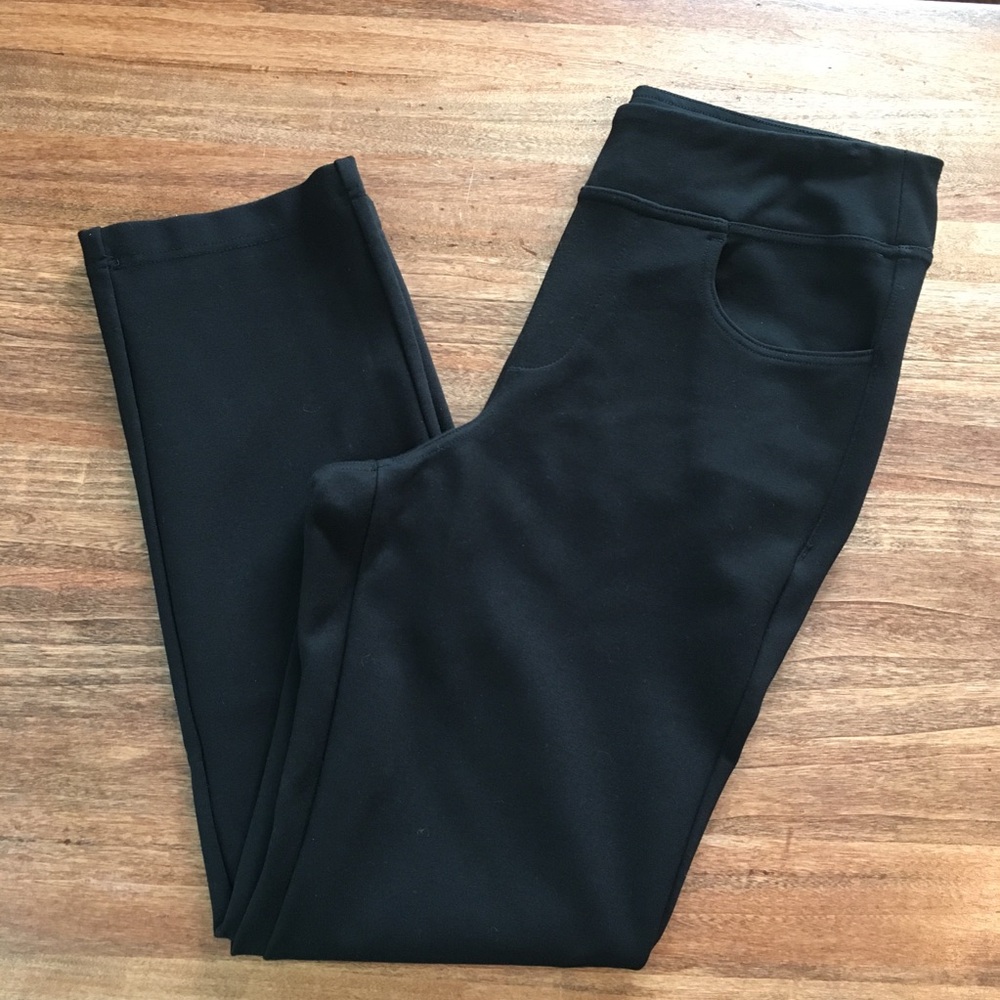 Belle by Kim Gravel Petite Ponte Slim Straight Leg Pants Black 8 Petite A555484